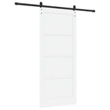 Sliding Door White and Black 93 x 211 cm Solid Pine Wood 3333209