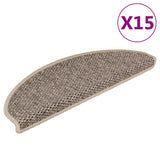 Stair Mats Self-adhesive Sisal-Look 15 pcs 65x21x4 cm Dark Beige 326878