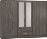 ZNTS Nevada 6 Door 2 Drawer Mirrored Wardrobe 100-101-133