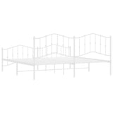 Metal Bed Frame without Mattress with Footboard White 193x203cm 373862