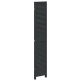 Room Divider 3 Panels Black Solid Wood Paulownia 358848