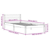 Bed Frame Brown 215.5 x 105.5 x 69.5 cm Solid Pine Wood 869764