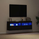 TV Wall Cabinet 2 pcs Black oak 60 x 30 x 40 cm Engineered Wood 862211