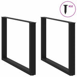 Dining Table Legs U-Shaped 2 pcs Black 100x cm Steel 4013196