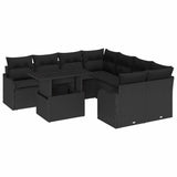 Garden Sofa Set with Cushion Manual 9 pcs Black Poly Rattan 3357176