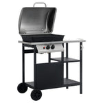 Gas BBQ Grill with 3-layer Side Table Black and Silver 47392