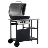 Gas BBQ Grill with 3-layer Side Table Black and Silver 47392