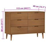 Drawer Cabinet MOLDE Brown 113x40x80 cm Solid Wood Pine 4013410