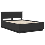 Bed Frame with Headboard Black 140 x 190 cm Engineered Wood 3408160