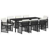 Garden Dining Set 9 pcs Black Poly Rattan 3380620