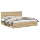 Bed Frame with Headboard Sonoma 200 x 200 cm Solid Pine Wood 3410967