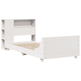 ZNTS Bed Frame without Mattress White 100x200 cm Solid Wood Pine 3323666