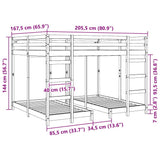 Triple Bunk Bed Frame Brown 160 x 200 cm Solid Pine Wood 3414561
