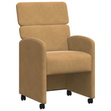 Dining Chairs with Wheels 2 pcs Brown 58 x 65 x 98 cm Velvet 42017882