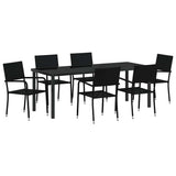 Garden Dining Set with Cushion 7 pcs Black Poly Rattan 3380041