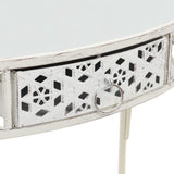 Side Table French Style Metal 82x39x76 cm White 245935
