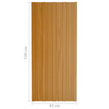 Roof Panels 12 pcs Galvanised Steel Light Wood 100x45 cm 317219