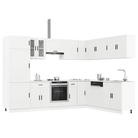 ZNTS 14 Piece Kitchen Cabinet Set Porto White Engineered Wood 3314991