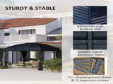 3 x 4m Hardtop Gazebo Canopy with Metal Roof, Aluminium Gazebo Permanent Pavilion with Netting and T3398P318777