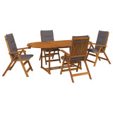 5-Piece Garden Dining Set Natural Solid Acacia Wood 3434483