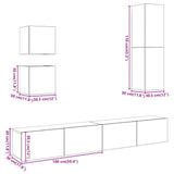5 Piece TV Cabinet Set Wall-mounted Artisan Oak Engineered Wood 3329000