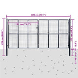 Mesh Garden Gate Galvanised Steel 400x175 cm Grey 143378