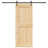 Sliding Door with Hardware Set 90x210 cm Solid Wood Pine 3332745