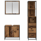 Bathroom Furniture Set with Door 3 pcs Old Wood Engineered Wood 3402326