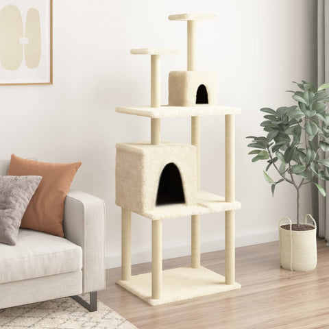 ZNTS Cat Tree with Sisal Scratching Posts Cream 167 cm 172067