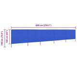 5-panel Wind Screen Fabric 600x160 cm Azure Blue 47171