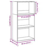 ZNTS Bookcase Concrete Grey 60x30x114 cm Engineered Wood 857902