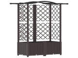 Raised Bed with Trellis and Roof Brown 122 x 40 x 141 cm PP 42032512