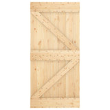 Sliding Door 100 x 210 cm Solid Pine Wood Natural and White 3445025