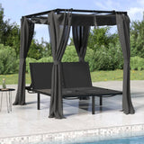 Sun Lounger With Curtains Anthracite Powder-coated steel, fabric 313930
