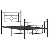 Metal Bed Frame without Mattress with Footboard Black 100x200cm 374352