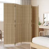Room Divider 5 Panels Beige Poly Rattan 365367