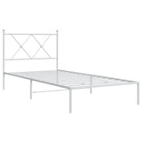 Metal Bed Frame without Mattress with Headboard White 90x190cm 376543