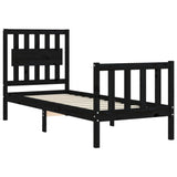 Bed Frame without Mattress Black Small Single Solid Wood Pine 3192390