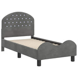 Toddler Bed Frame with Headboard Dark Grey 70 x 140 cm Velvet 42011100
