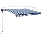 Manual Retractable Awning with LED 3x2.5 m Blue and White 3070101