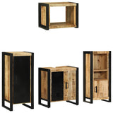 Bathroom Furniture Set 4 pcs Brown and Black Solid Mango Wood 3305664