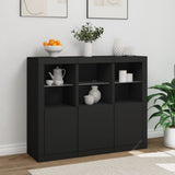 Sideboard Set of 3 Black Engineered wood, Glass Sideboard 3209101