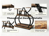 Tree-shaped Plant Stand with 4 Grow Lights, Black Iron Tube & Weathered Wood MDF, With Wheels, 26624629