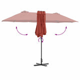 Garden Parasol Terracotta 370 x 197 x 239 cm 42003374