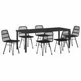 Garden Dining Set 7 pcs Black Powder-Coated Steel 3379203