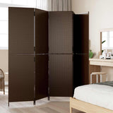 Room Divider 5 Panels Brown Poly Rattan 365349