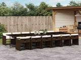 13 Piece Garden Dining Set with Cushions Brown Poly Rattan 3211125