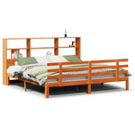 ZNTS Bookcase Bed without Mattress Wax Brown 180x200 cm Super King Solid Wood Pine 3322778