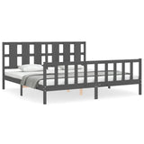 Bed Frame without Mattress Grey 200x200 cm Solid Wood Pine 3192253