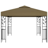 ZNTS Gazebo with LED String Lights 3x3 m Taupe 3070312